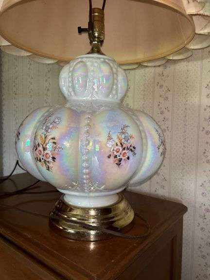Floral Iridescent Accent Table Lamp