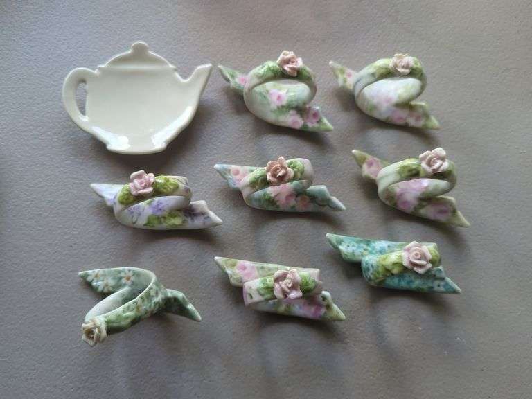 Floral Ribbon Napkin Ring Holders and Tea Bag Holder image