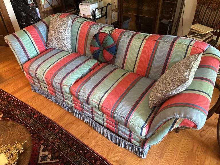 Striped Sofa with Pillows image