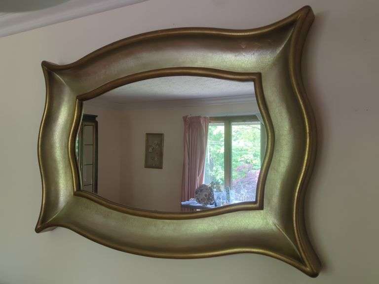 Decorative Gold Tone Wall Mirror with Ornate Frame image