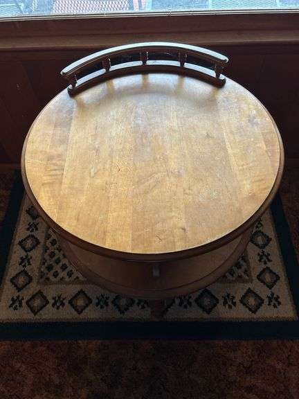 Round Two-Tier Accent Table with Rug