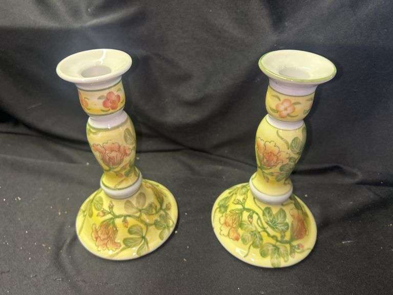 Pair of Floral Decorative Candlesticks image