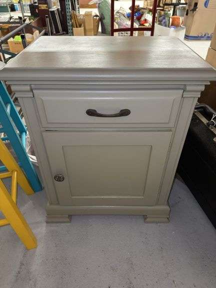 Neutral Painted Nightstand with Storage image