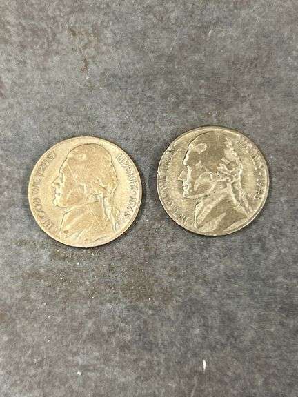 Two 1945 Jefferson Nickels image