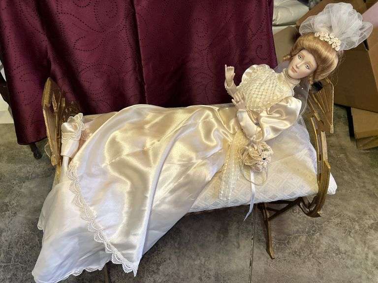 Porcelain Bride Doll with Display Couch image