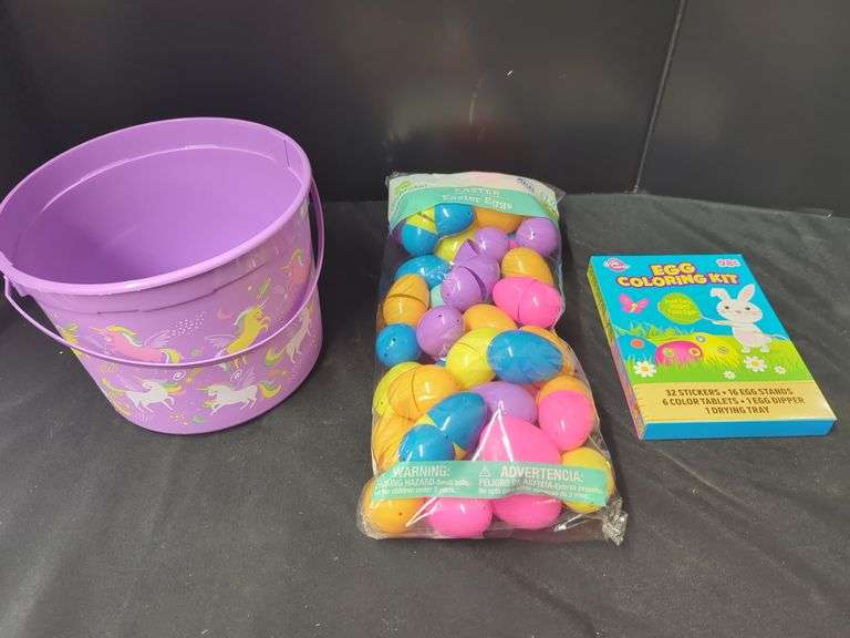 Easter Egg Kit with Unicorn Bucket and Bag of Eggs image