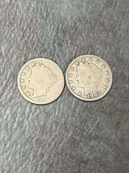 1902 & 1912 Liberty Head "V" Nickel Coins image