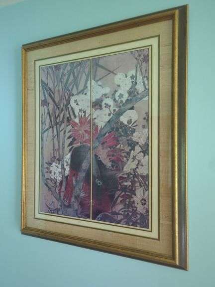 Framed Botanical Print with Gold Tone Frame image