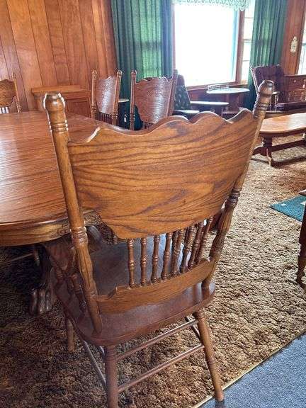 Oak Dining Table with Six Chairs