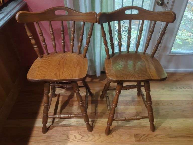 Pair of Solid Wood Kitchen Counter Height Stools image