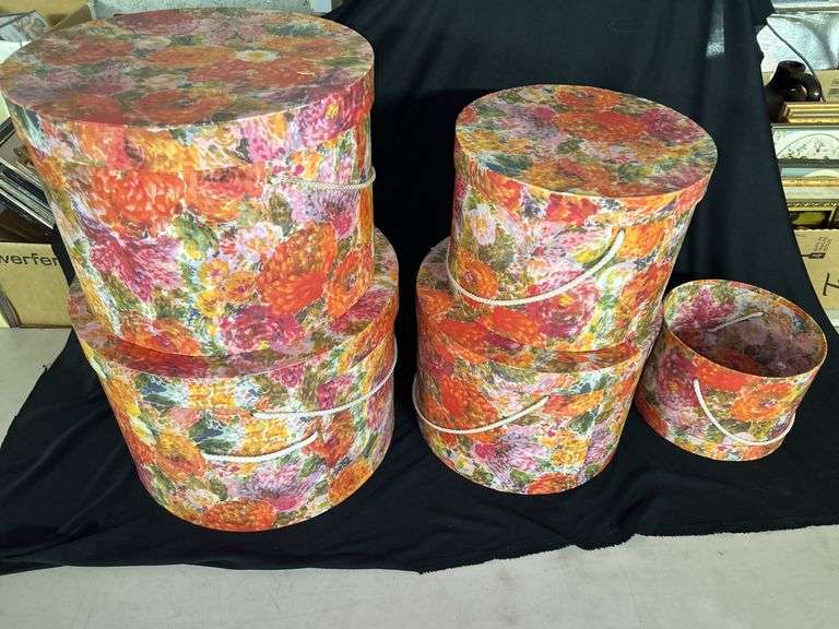Floral Pattern Hat Boxes - Set of 5 image