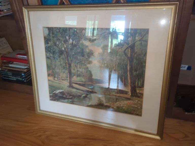 Framed Robert Wood Print - Tranquil Riverside Scene image