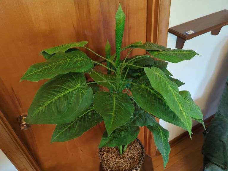 Wooden Plant Stand with Artificial Plant