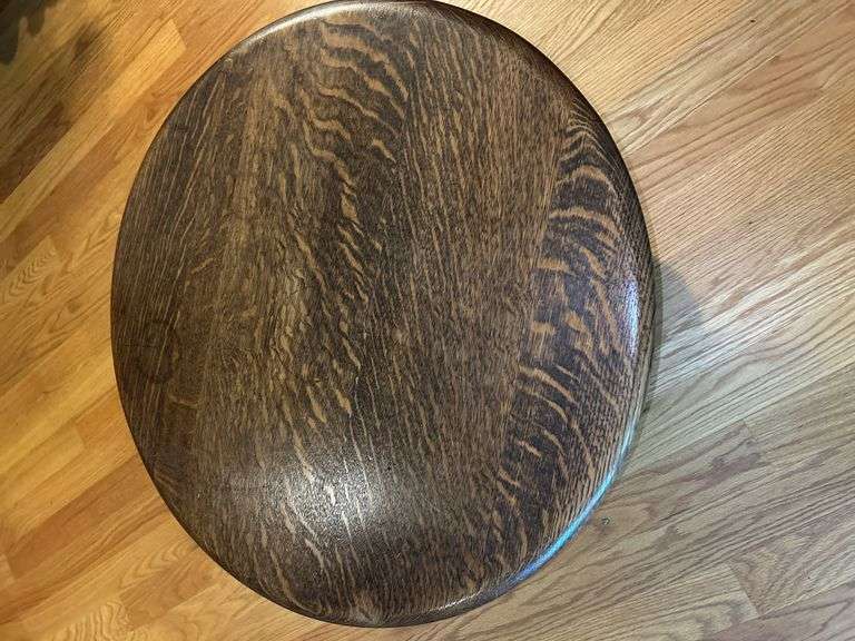 Round Wooden Stool with Rolling Base image