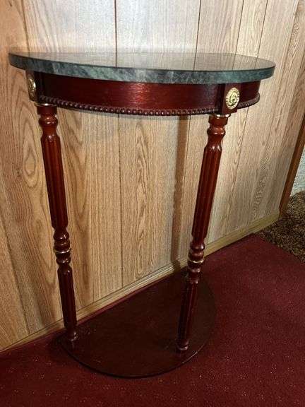 Hall Table with Marble Top and Rug