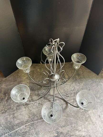 Metal Chandelier with Six Glass Shades image