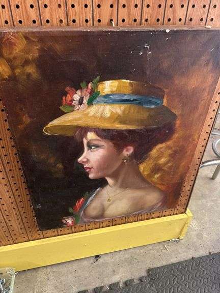 Portrait Painting of a Woman with a Straw Hat image