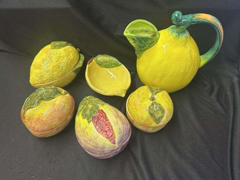Ceramic Lemon Tea Pot Set with Fruit Shaped Bowls image