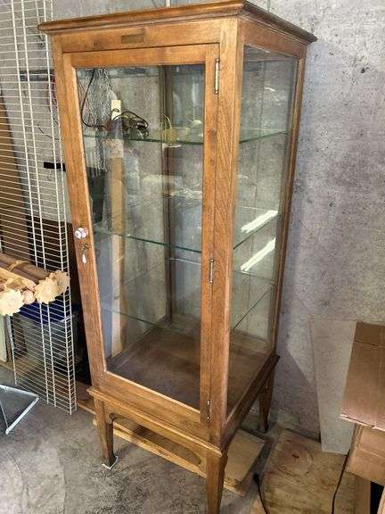 Wooden Baker's Display Cabinet with Glass Shelves image