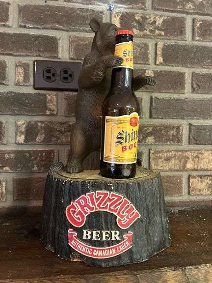 Grizzly Beer Bear Display with Shiner Bock Bottle image