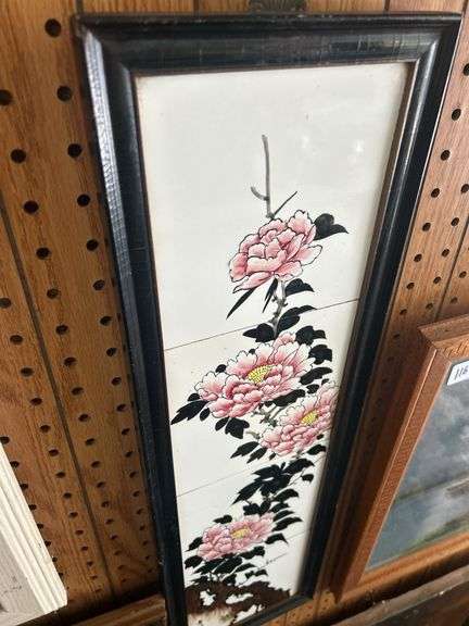 Framed Asian Floral Tile Panel image