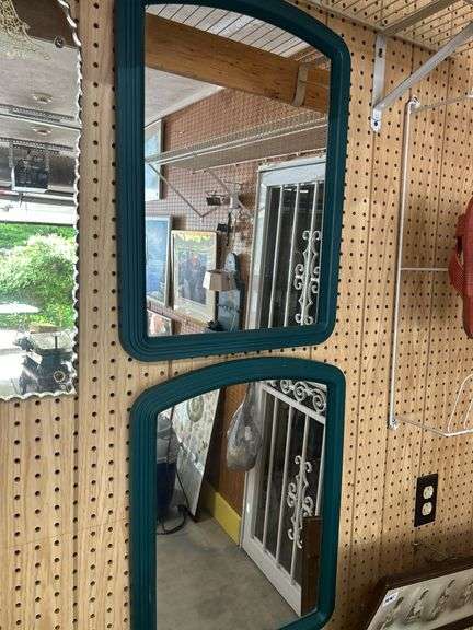Pair of Green Framed Mirrors image