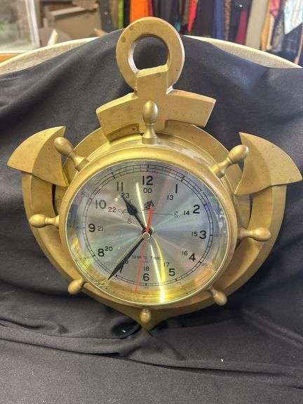 Nautical Style Anchor Ship's Wheel Wall Clock image