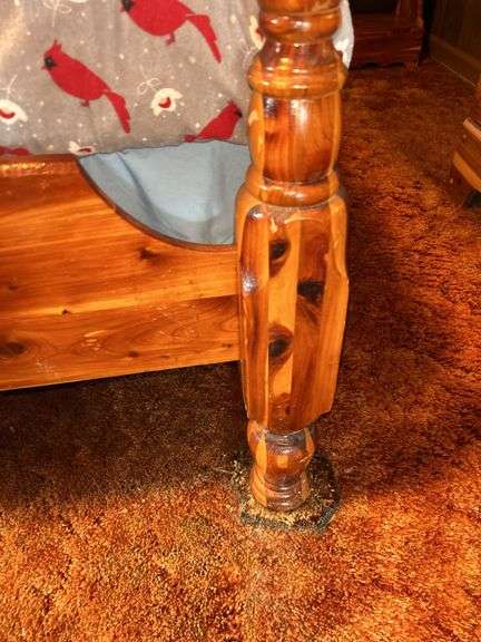 Wooden Four-Poster Bed Frame