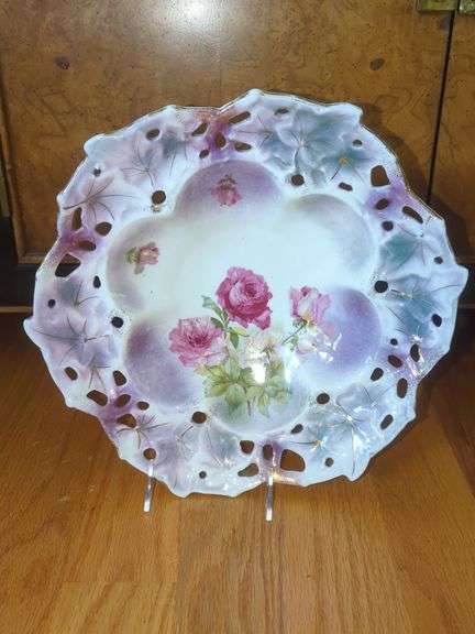 Floral Decorated Porcelain Reticulated Plate & Other Assorted Items image