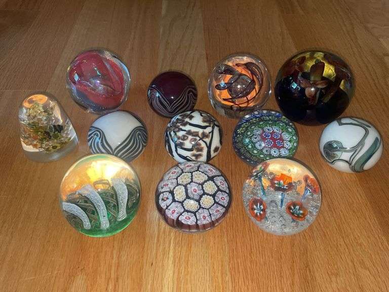 Collection of Twelve Art Glass Paperweights image