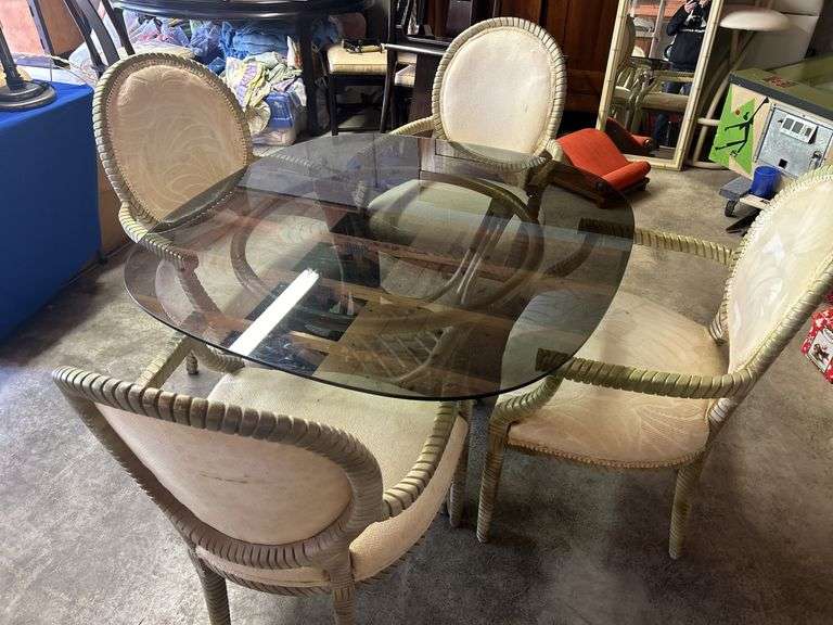 Glass Top Dining Table with Four Chairs image