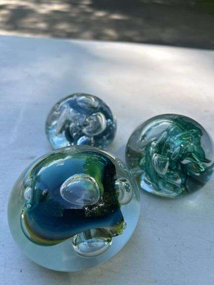 Three Art Glass Paperweights image