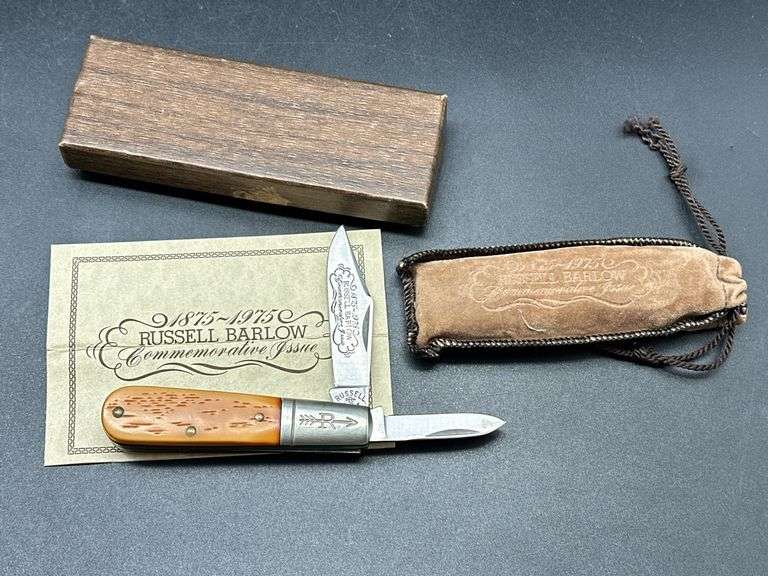 Russell Barlow 1875-1975 Commemorative Issue Pocket Knife with Box and Pouch image