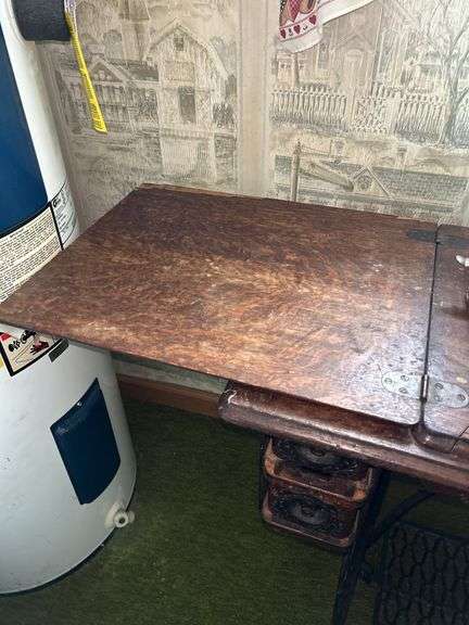 Singer Model 247 Sewing Machine with Treadle Base and Cabinet