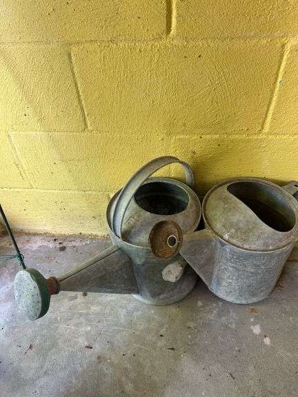 Two Galvanized Watering Cans image