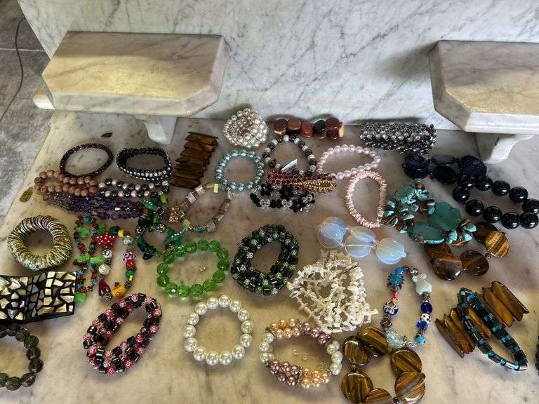 Assorted Beaded and Costume Jewelry Bracelets image