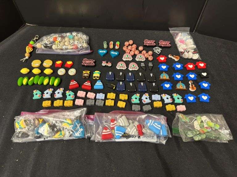 Assorted Shoe Charms, Novelty Buttons, and Decorative Embellishments image