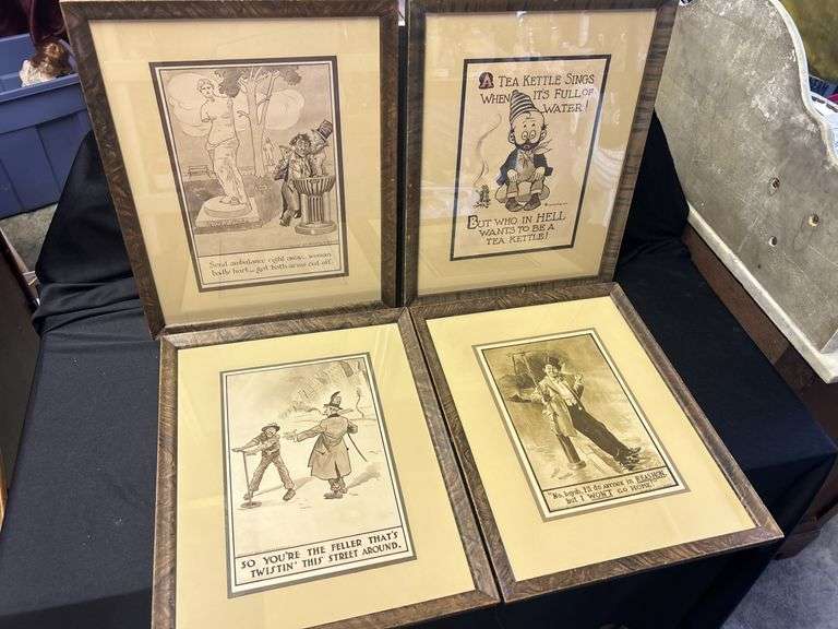 Collection of Four Framed Humorous Prints by Morris Surenchen image