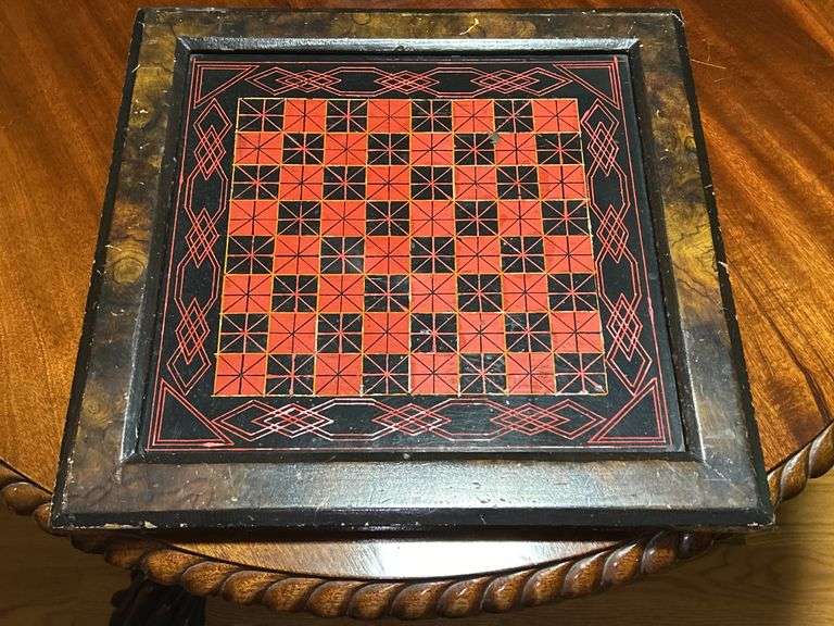 Antique Painted Glass Decorative Checkerboard image