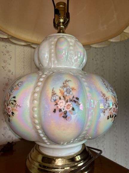 Floral Iridescent Accent Table Lamp