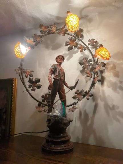 Coal Miner Table Lamp with Oak leaves image