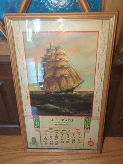 Framed J.L. Eads Furnishings 1933 Calendar Advertising Red Goose Shoes image