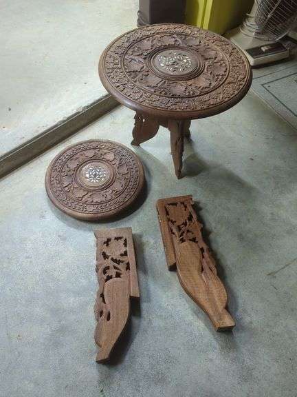 Set of Two Carved Wood Accent Tables image