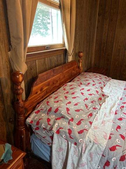 Wooden Four-Poster Bed Frame