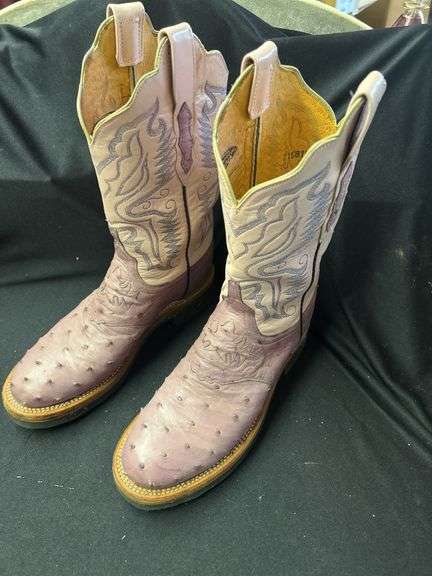 Light Purple Ostrich Print Western Cowboy Boots image