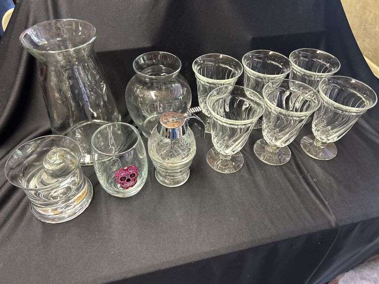 Assorted Glassware: Vases, Cups, Honey Dispenser, and More image