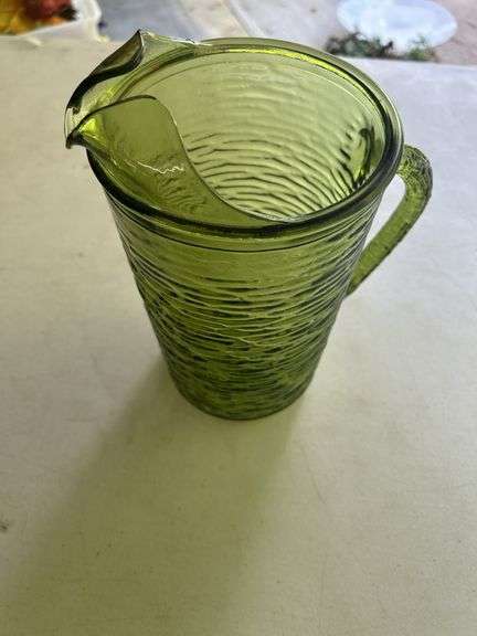 Textured Green Glass Pitcher image