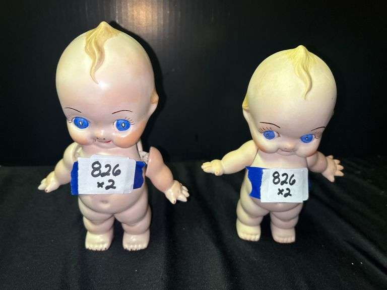 Two Kewpie-Style Dolls, Unmarked image