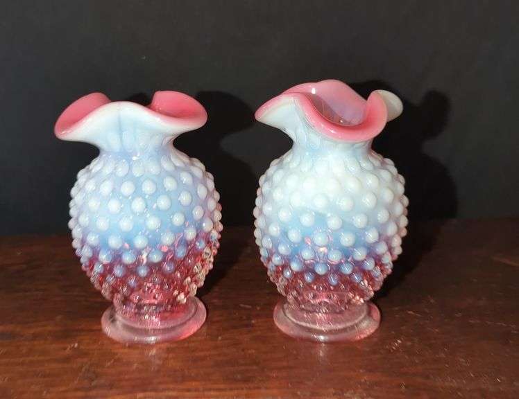 Pair of Hobnail Glass Vases image