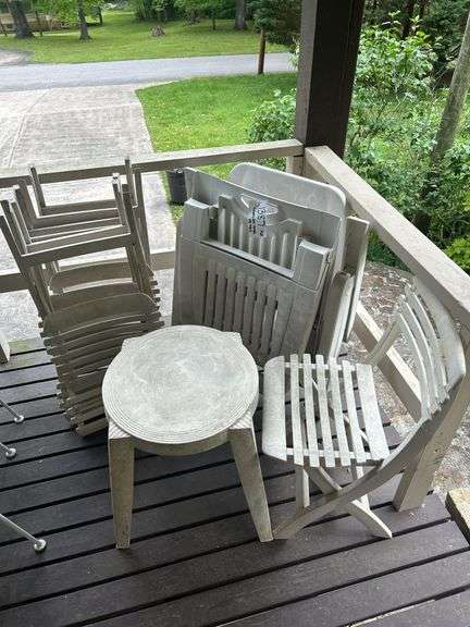 Outdoor Patio Furniture Set with Folding Chairs and Side Table image
